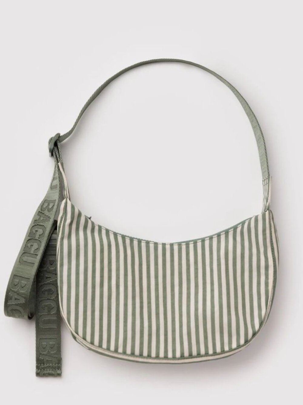 NWT Baggu Small Crescent Bag - Sage Stripe